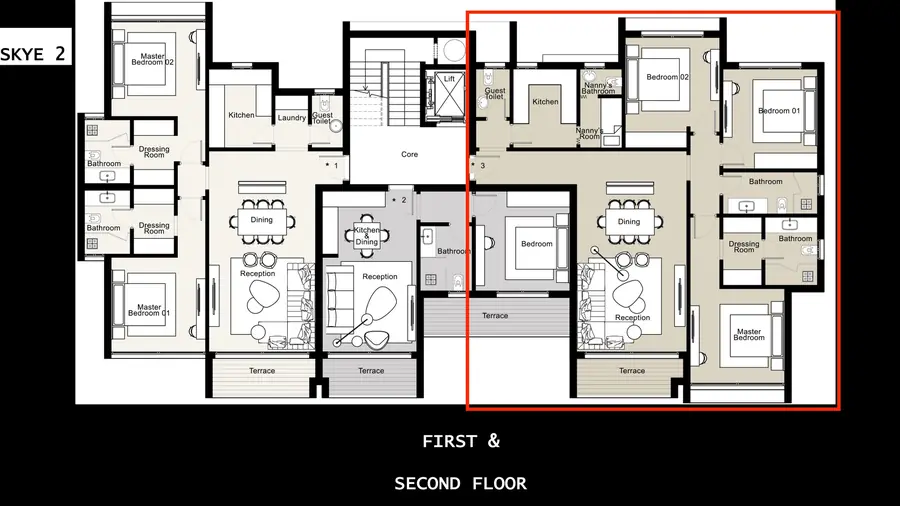 SKYE 2 floor plan, first and second floors